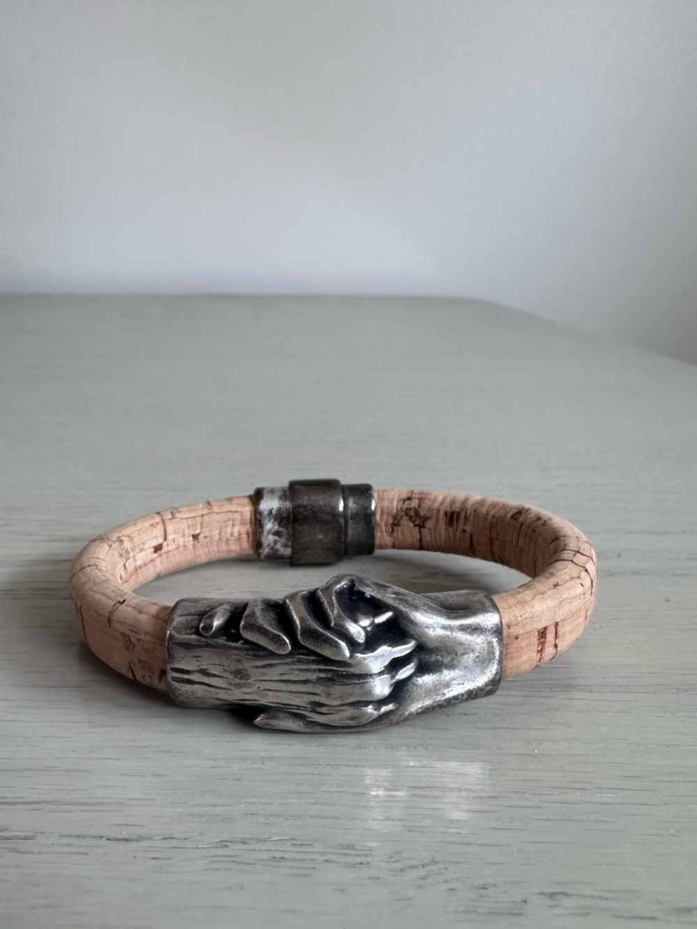 Cork Bracelet, Hand to Paw - Natural Brown